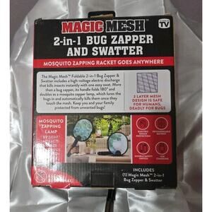 Magic Mesh 2-in-1 Bug Zapper & Swatter – Electric Mosquito Racket – New Sealed